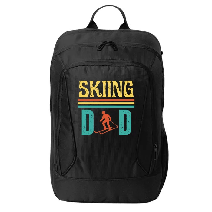 Skiing Dad Retro Vintage Ski Fathers Day Funny Skiing Gift City Backpack