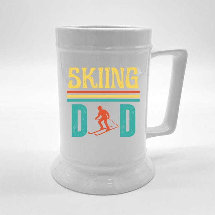 Skiing Dad Retro Vintage Ski Fathers Day Funny Skiing Gift Front & Back Beer Stein