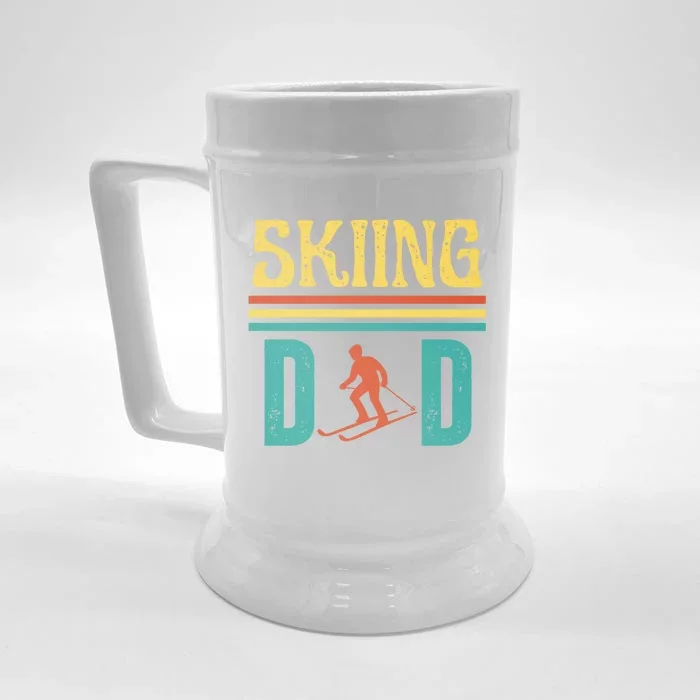 Skiing Dad Retro Vintage Ski Fathers Day Funny Skiing Gift Front & Back Beer Stein