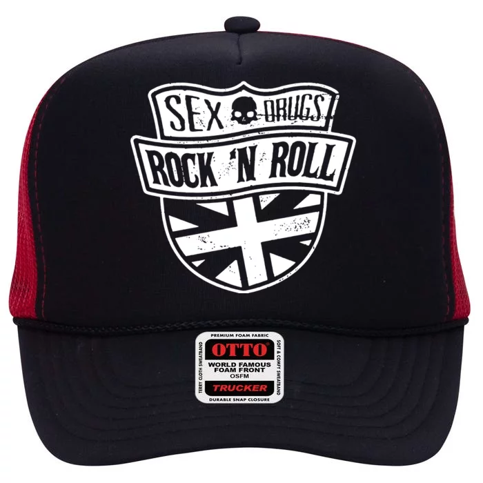 Sex Drugs Rock N Roll High Crown Mesh Trucker Hat