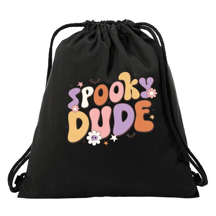 Spooky Dude Retro Groovy Halloween Gift Drawstring Bag