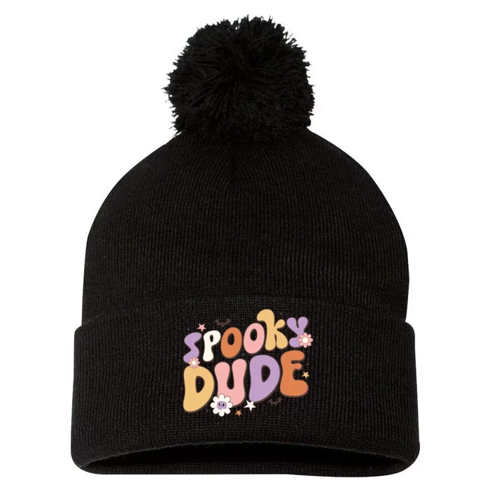 Spooky Dude Retro Groovy Halloween Gift Pom Pom 12in Knit Beanie