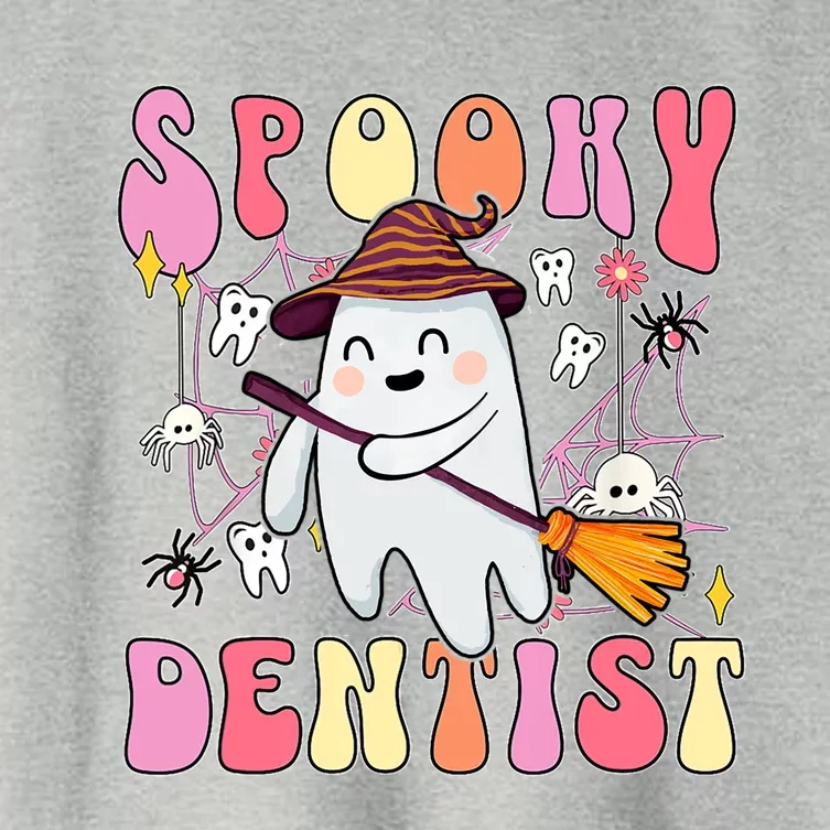 Spooky Dentist Retro Halloween Ghost Dental Humor Gift Women's Crop Top Tee