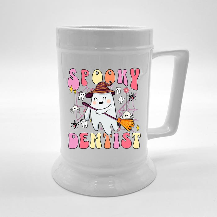 Spooky Dentist Retro Halloween Ghost Dental Humor Gift Front & Back Beer Stein