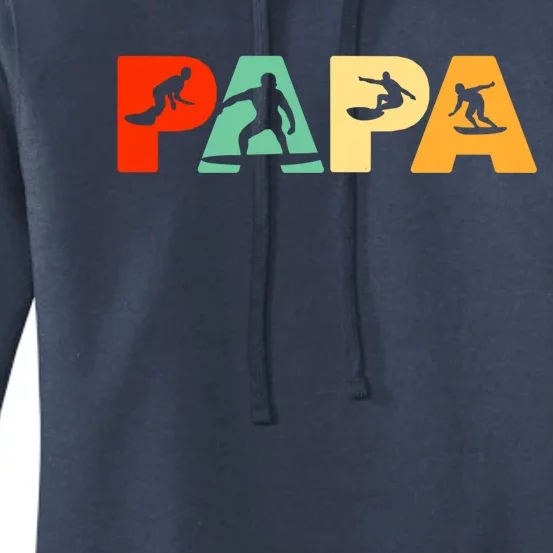 Surf Dad Retro Papa Surfing Fathers Gift Women's Pullover Hoodie