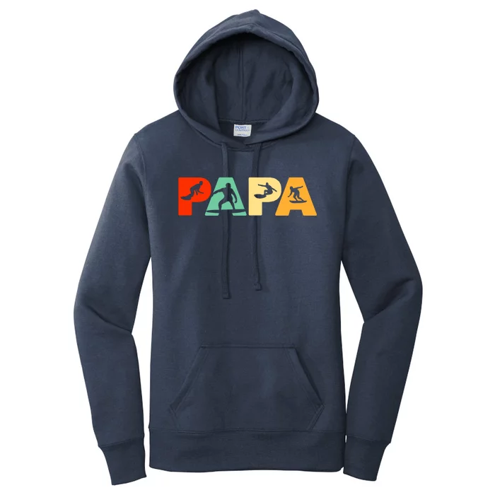 Surf Dad Retro Papa Surfing Fathers Gift Women's Pullover Hoodie