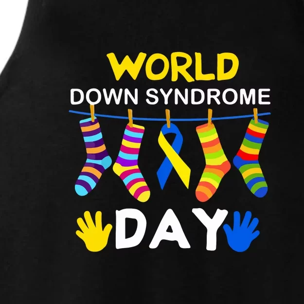 Socks Down Right World Down Syndrome Day Awareness Gift Ladies Tri-Blend Wicking Tank