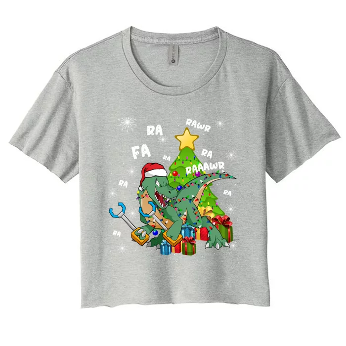 Santa Dinosaur Ra Rawr Rawr Funny Christmas Tgiftrex Xmas Great Gift Women's Crop Top Tee