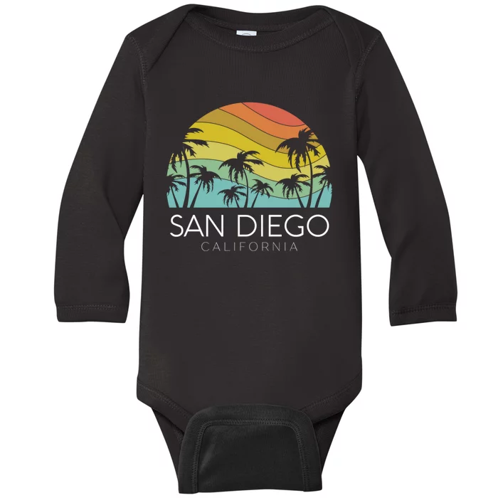 San Diego Retro California La Jolla Oceanside Carlsbad Poway Baby Long Sleeve Bodysuit