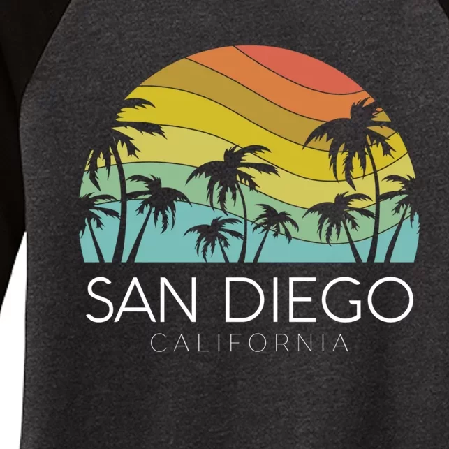 San Diego Retro California La Jolla Oceanside Carlsbad Poway Women's Tri-Blend 3/4-Sleeve Raglan Shirt