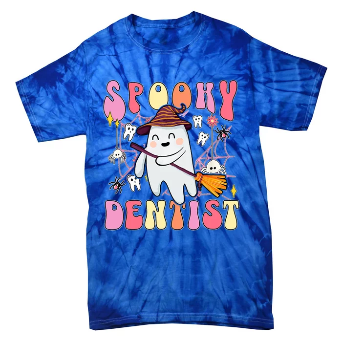 Spooky Dentist Retro Halloween Ghost Dental Humor Gift Tie-Dye T-Shirt