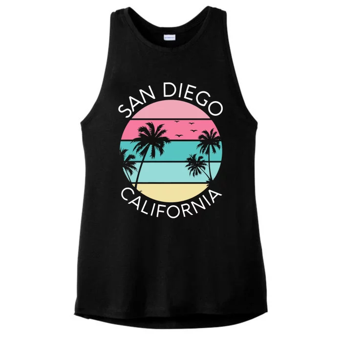 San Diego Retro California Surf Beach SD La Jolla Oceanside Premium Ladies Tri-Blend Wicking Tank