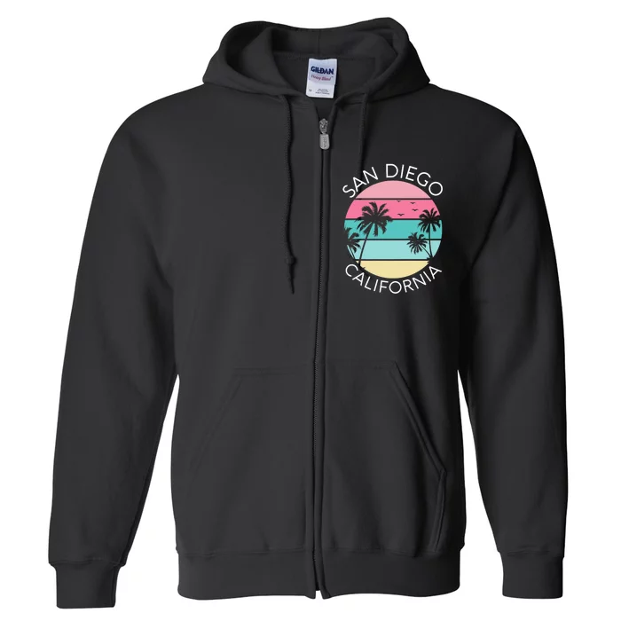 San Diego Retro California Surf Beach SD La Jolla Oceanside Premium Full Zip Hoodie