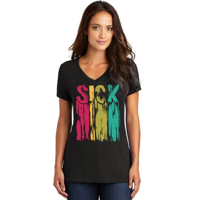 Sick Drip Retro Women's V-Neck T-Shirt