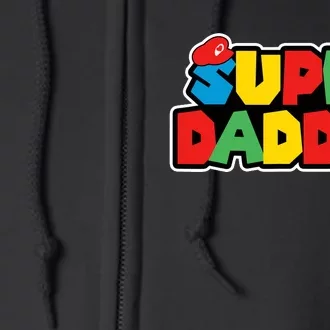 Super Daddio Retro Video Game Fathers Day Dad Gaming Full Zip Hoodie