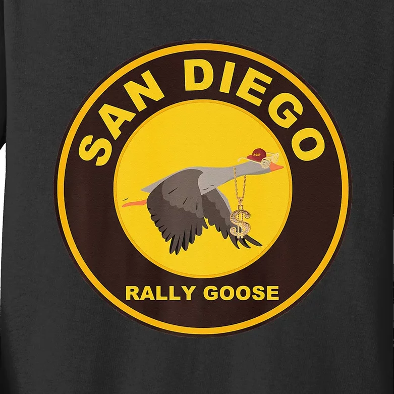 San Diego Rally Goose Bling Circle Kids Long Sleeve Shirt