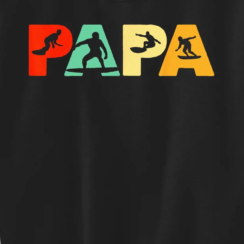 Surf Dad Retro Papa Surfing Father's Gift Kids Sweatshirt