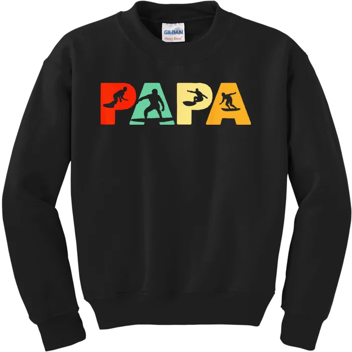 Surf Dad Retro Papa Surfing Father's Gift Kids Sweatshirt