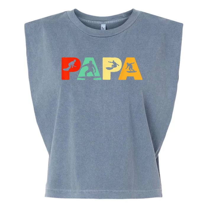 Surf Dad Retro Papa Surfing Father's Gift Garment-Dyed Women's Muscle Tee