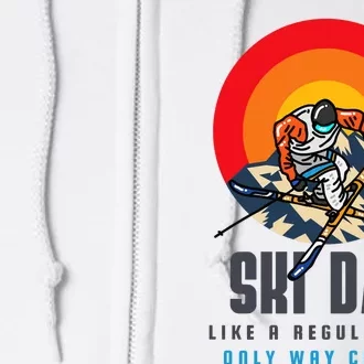 Skiing Dad Skier Winter Sports Ski Lover Funny Ski Dad Premium Full Zip Hoodie