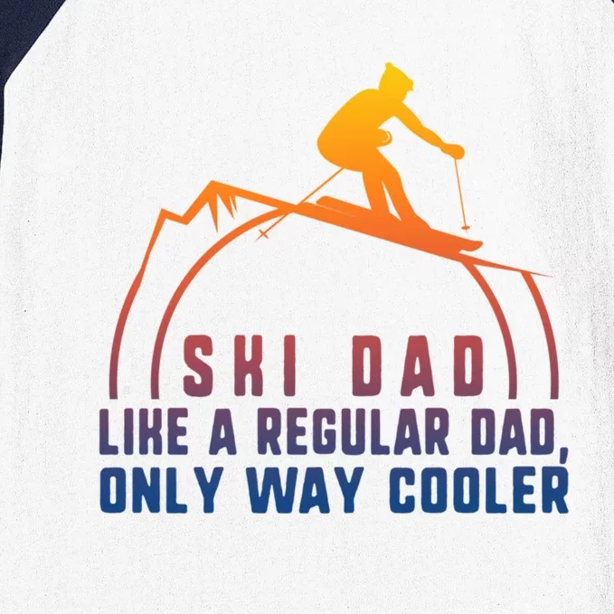 Ski Dad Skiing Daddy Papa Grandpa Cool Snowboarding Father Gift Baseball Sleeve Shirt