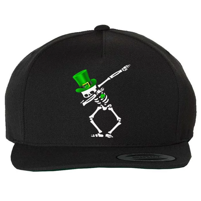 Skeleton Dabbing Shamrock St Patricks Day Irish Lovers Wool Snapback Cap