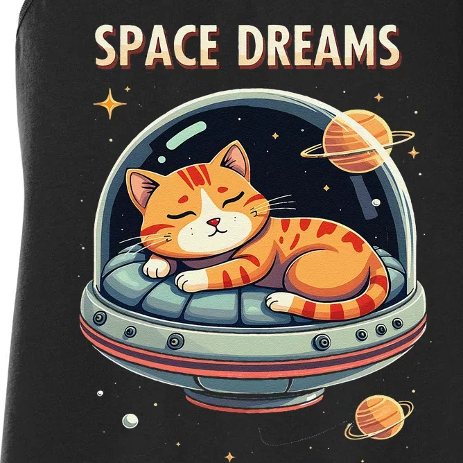 Space Dreams Sleeping Cat Astronaut Women's Racerback Tank