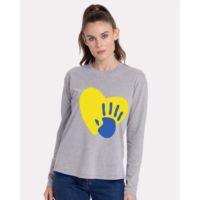 Support Down Syndrome Heart Awareness Womens Cotton Relaxed Long Sleeve T-Shirt