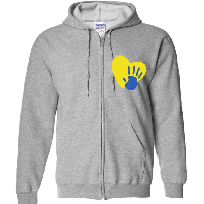 Support Down Syndrome Heart Awareness Full Zip Hoodie