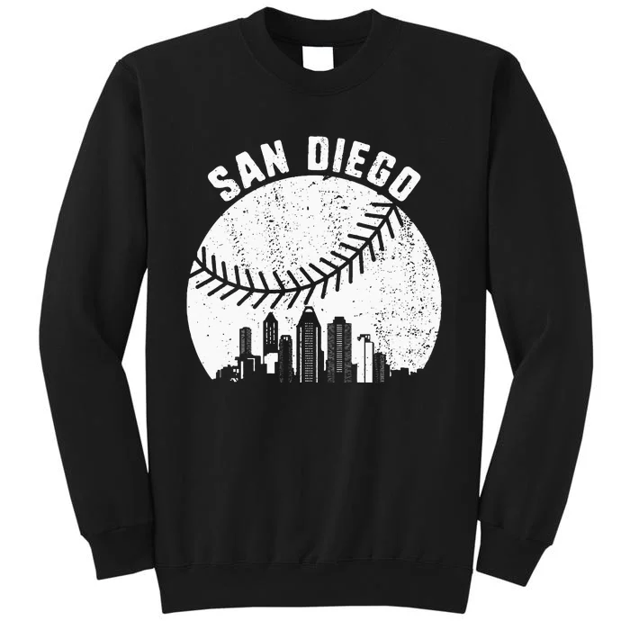 San Diego Skyline Baseball Fan Vintage San Diego Baseball Sweatshirt