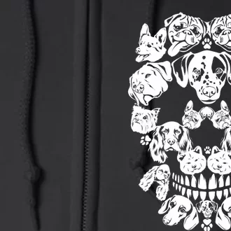 Skull Dog Skeleton Halloween Costume Scary Carnival Full Zip Hoodie