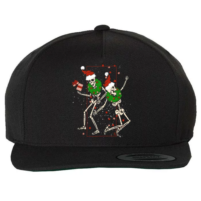 Skeleton Dancing Snowflake Christmas Santa Skeleton Xmas Cute Gift Wool Snapback Cap