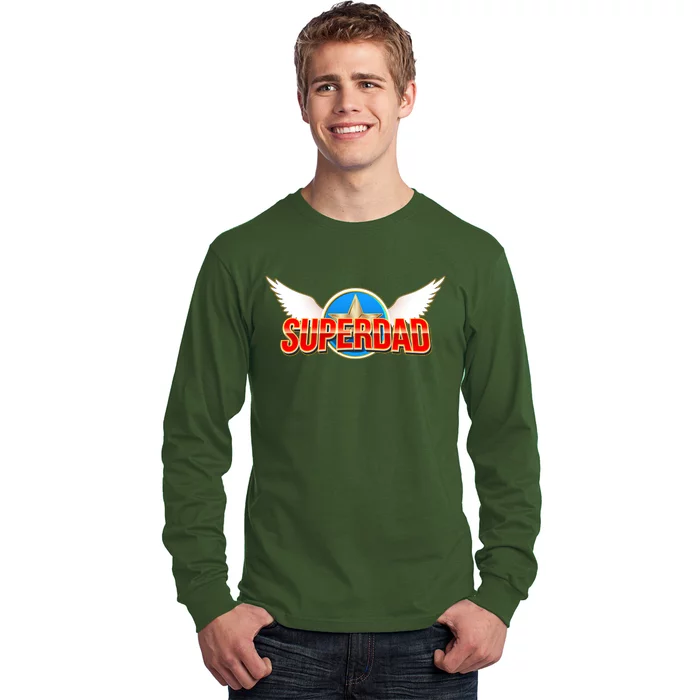 Super Dad Superhero Winged Badge Emblem Long Sleeve Shirt