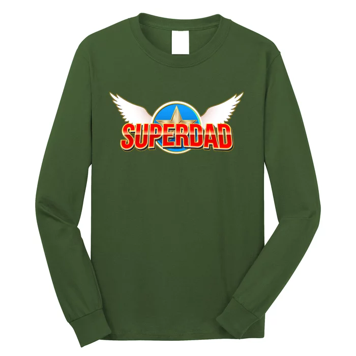 Super Dad Superhero Winged Badge Emblem Long Sleeve Shirt