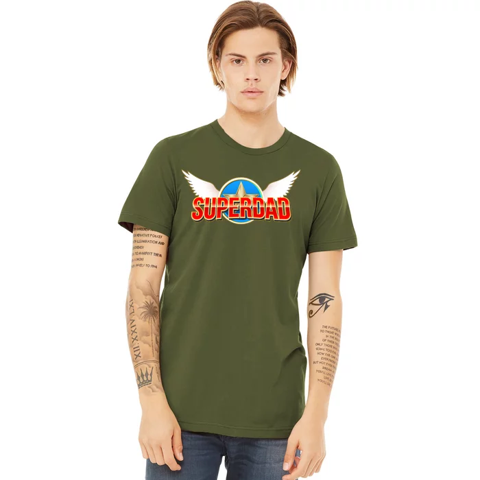 Super Dad Superhero Winged Badge Emblem Premium T-Shirt