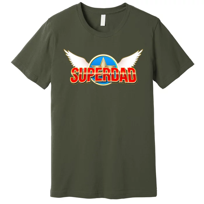 Super Dad Superhero Winged Badge Emblem Premium T-Shirt