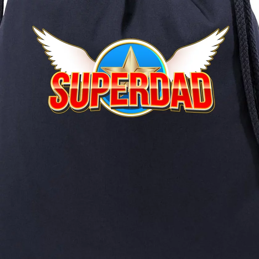 Super Dad Superhero Winged Badge Emblem Drawstring Bag