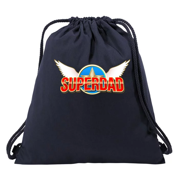 Super Dad Superhero Winged Badge Emblem Drawstring Bag