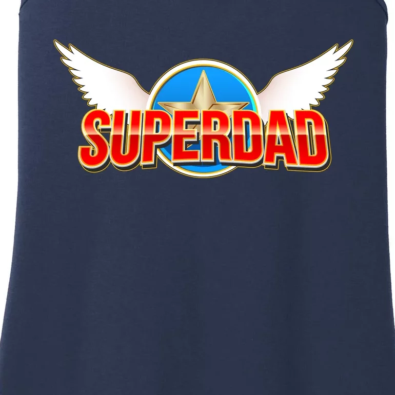 Super Dad Superhero Winged Badge Emblem Ladies Essential Tank