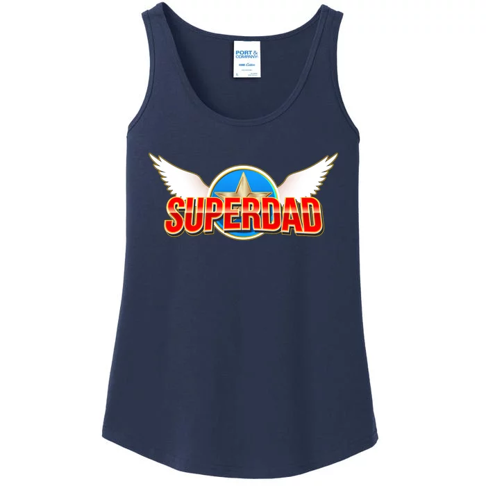 Super Dad Superhero Winged Badge Emblem Ladies Essential Tank