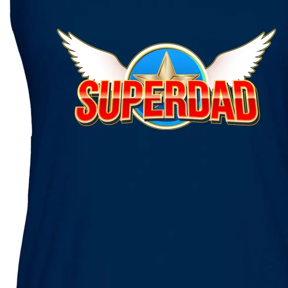 Super Dad Superhero Winged Badge Emblem Ladies Essential Flowy Tank