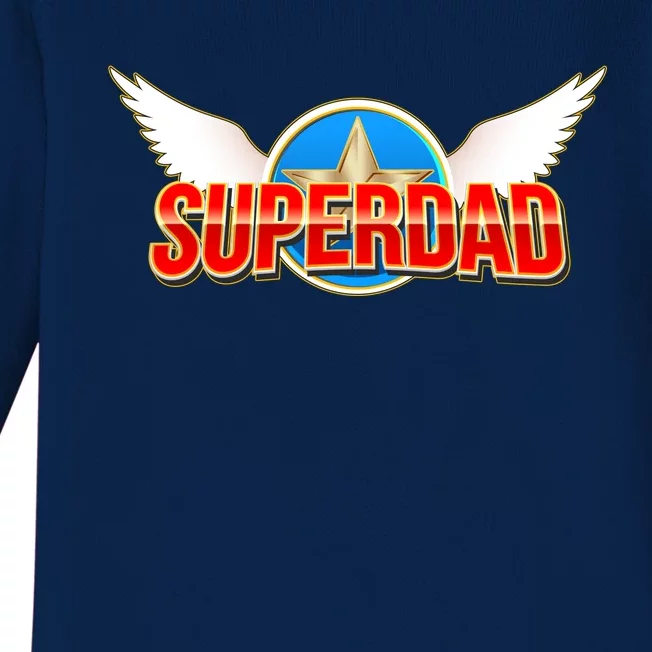 Super Dad Superhero Winged Badge Emblem Baby Long Sleeve Bodysuit