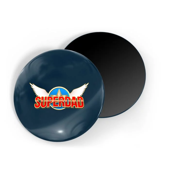 Super Dad Superhero Winged Badge Emblem Magnet