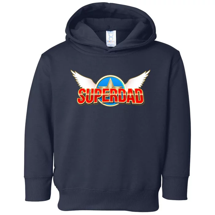 Super Dad Superhero Winged Badge Emblem Toddler Hoodie