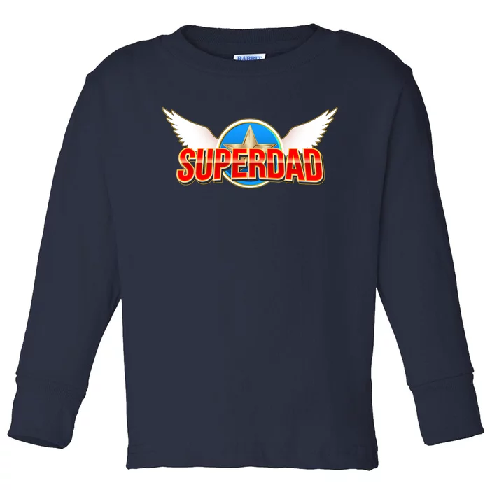 Super Dad Superhero Winged Badge Emblem Toddler Long Sleeve Shirt