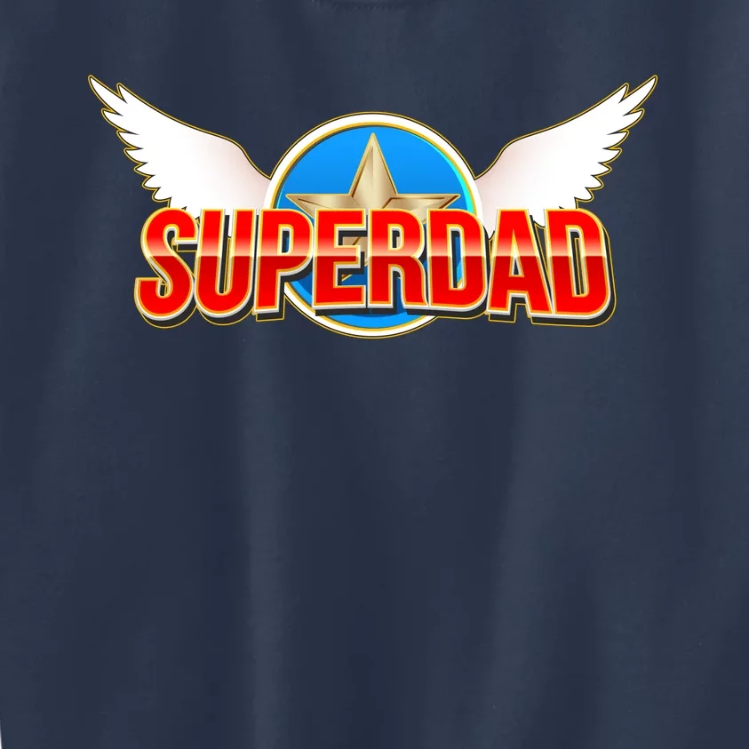 Super Dad Superhero Winged Badge Emblem Kids Sweatshirt