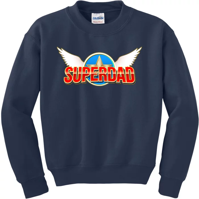 Super Dad Superhero Winged Badge Emblem Kids Sweatshirt