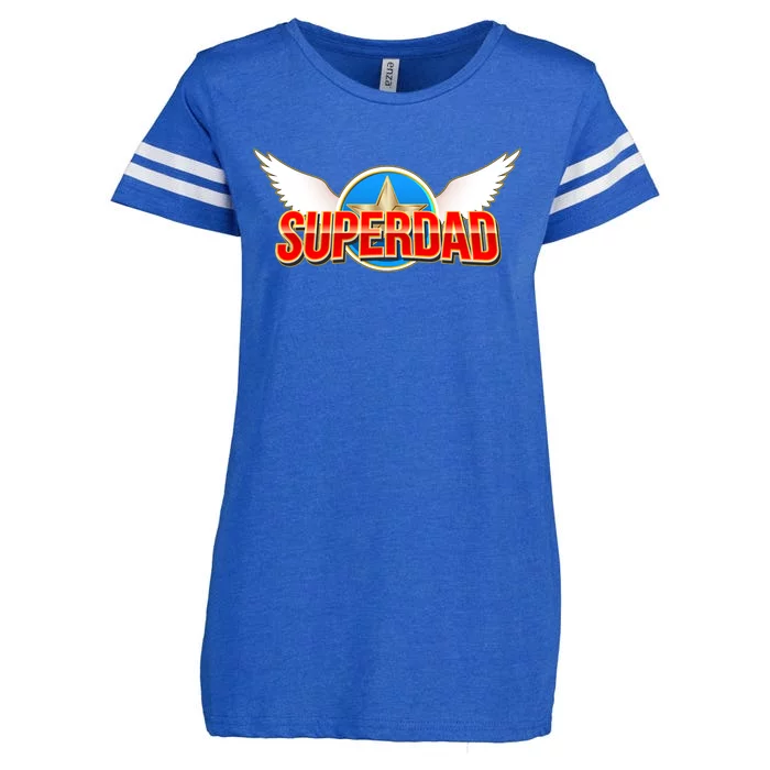 Super Dad Superhero Winged Badge Emblem Enza Ladies Jersey Football T-Shirt