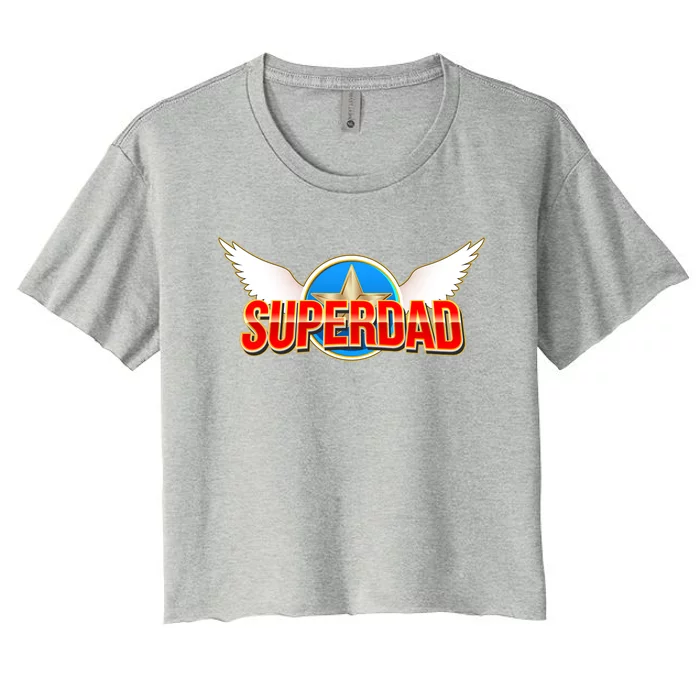 Super Dad Superhero Winged Badge Emblem Women's Crop Top Tee