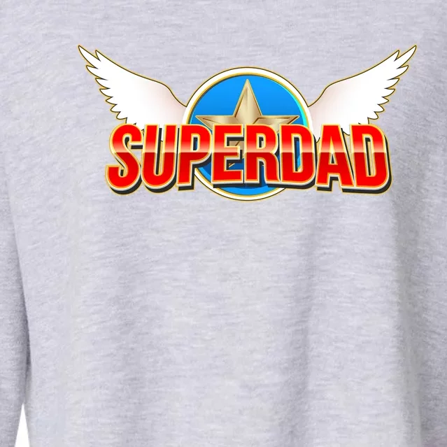 Super Dad Superhero Winged Badge Emblem Cropped Pullover Crew